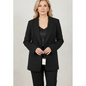 DQ2 Blazer Womens 3X Black Two Button‎ Stretch Lined Career Office Jacket